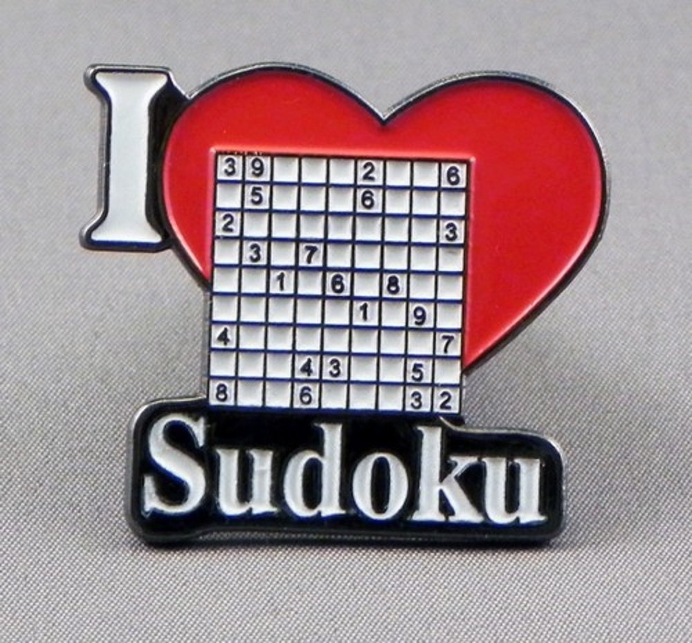 Metal Enamel Pin Badge I love Sudoku Number Puzzle Puzzles