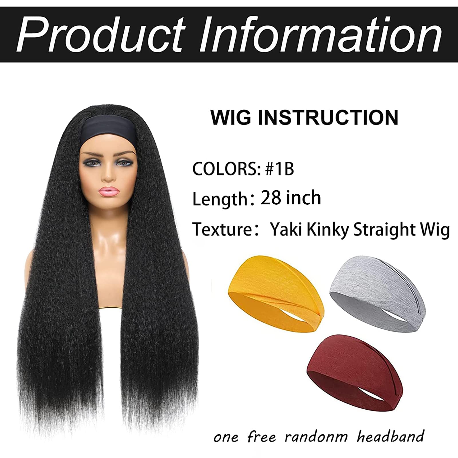 Curly Headband Wig with Heat-Resistant Synthetic Hair