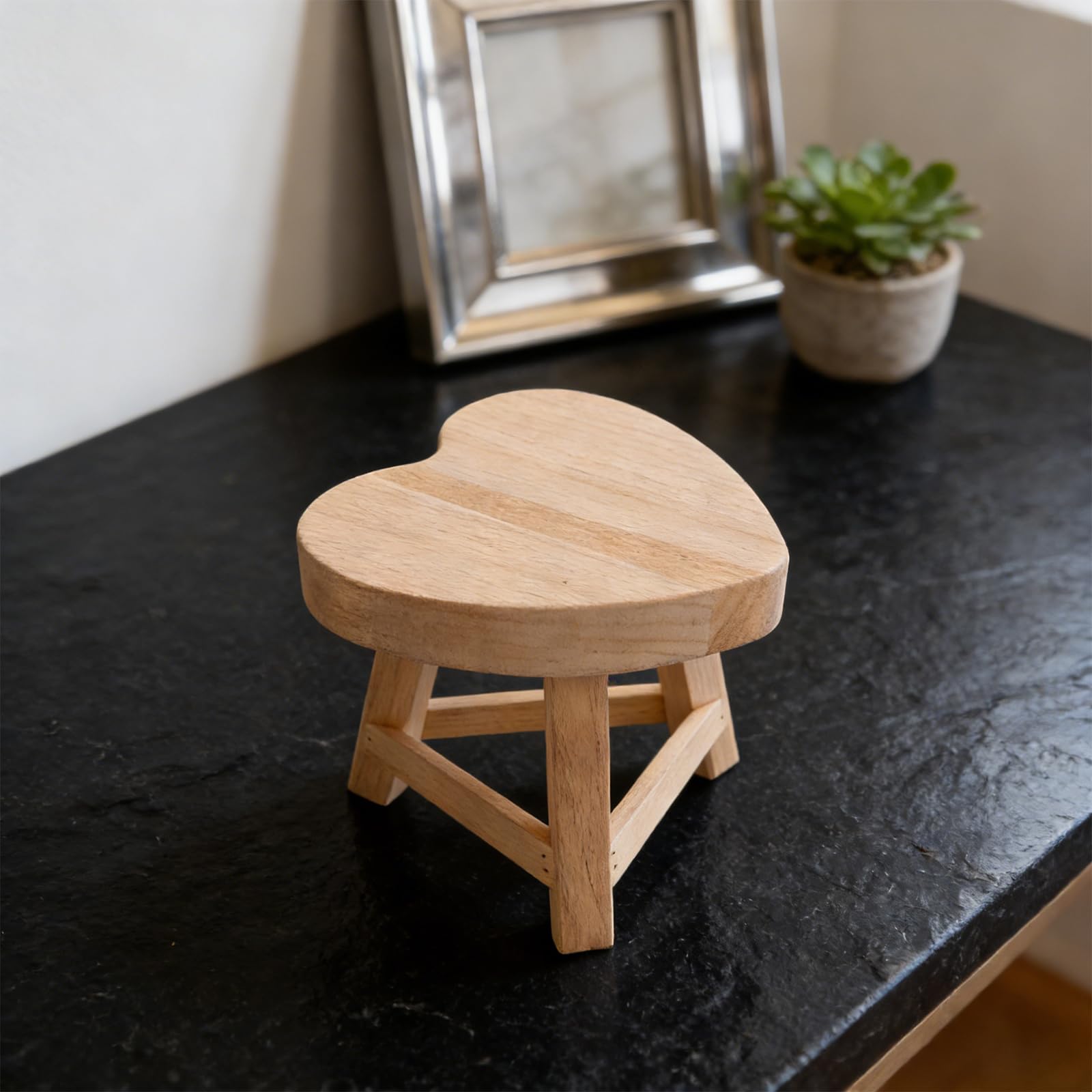 Artibetter Supporto Decorativo Base Rustica in Legno a Forma di Cuore per Candele e Artigianato , per Camera da Riposo e Soggiorno