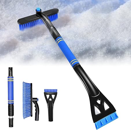 Review Snow Brush for Car, HOLDPEAK 31.5“ Extendable Snow Brush and Ice Scraper, Retractable Snow Removal Brush and Removable De-Ice Shovel with Foam Handle Design for Vehicles, Snow Mover for Car Windshield
