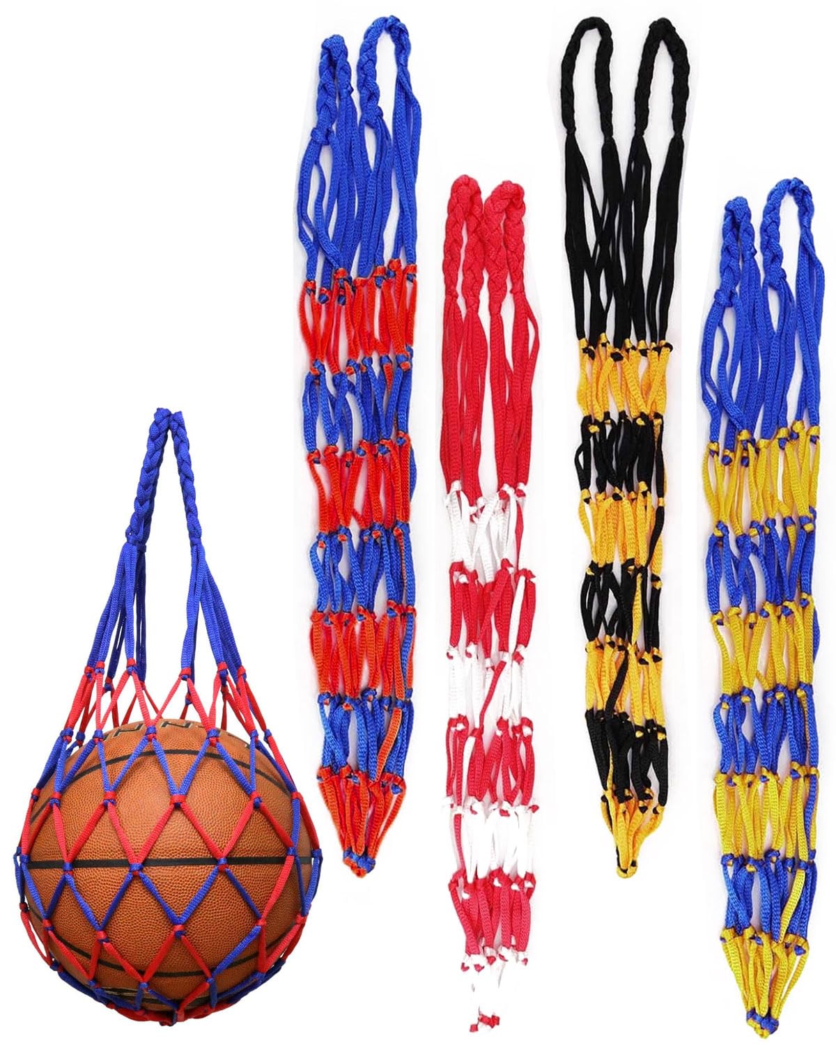 Bolsa para Balón, Red para Balones de Fútbol, Baloncesto, Voleibol, 4 Pcs (3 Colores)