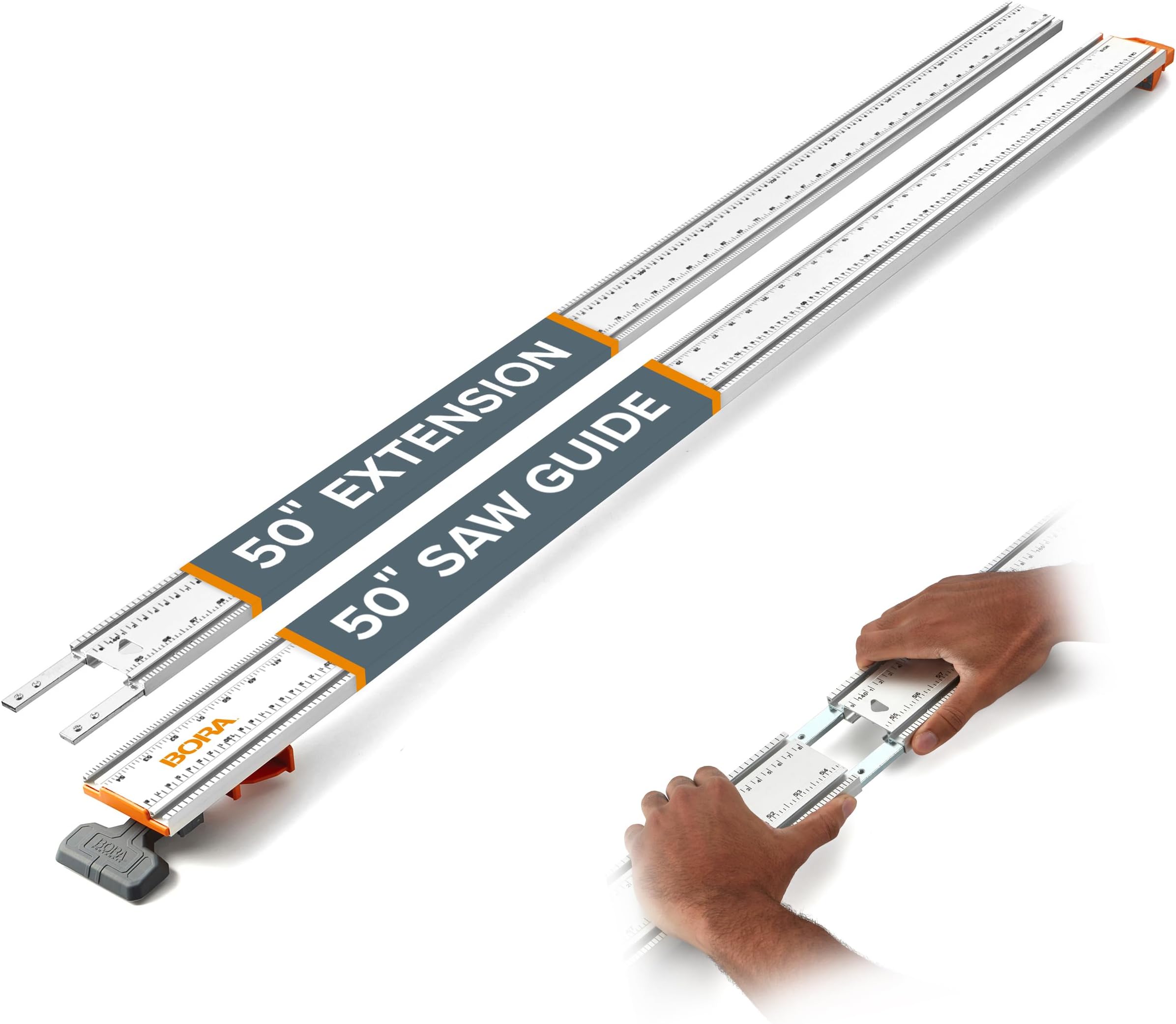 BORA 100" NGX Clamp Edge, Straight Cut Guide for Circular Saws, Aluminum, Includes 50-Inch Clamp Edge & 50-Inch Extension for 100-Inch Cutting Length, 544100