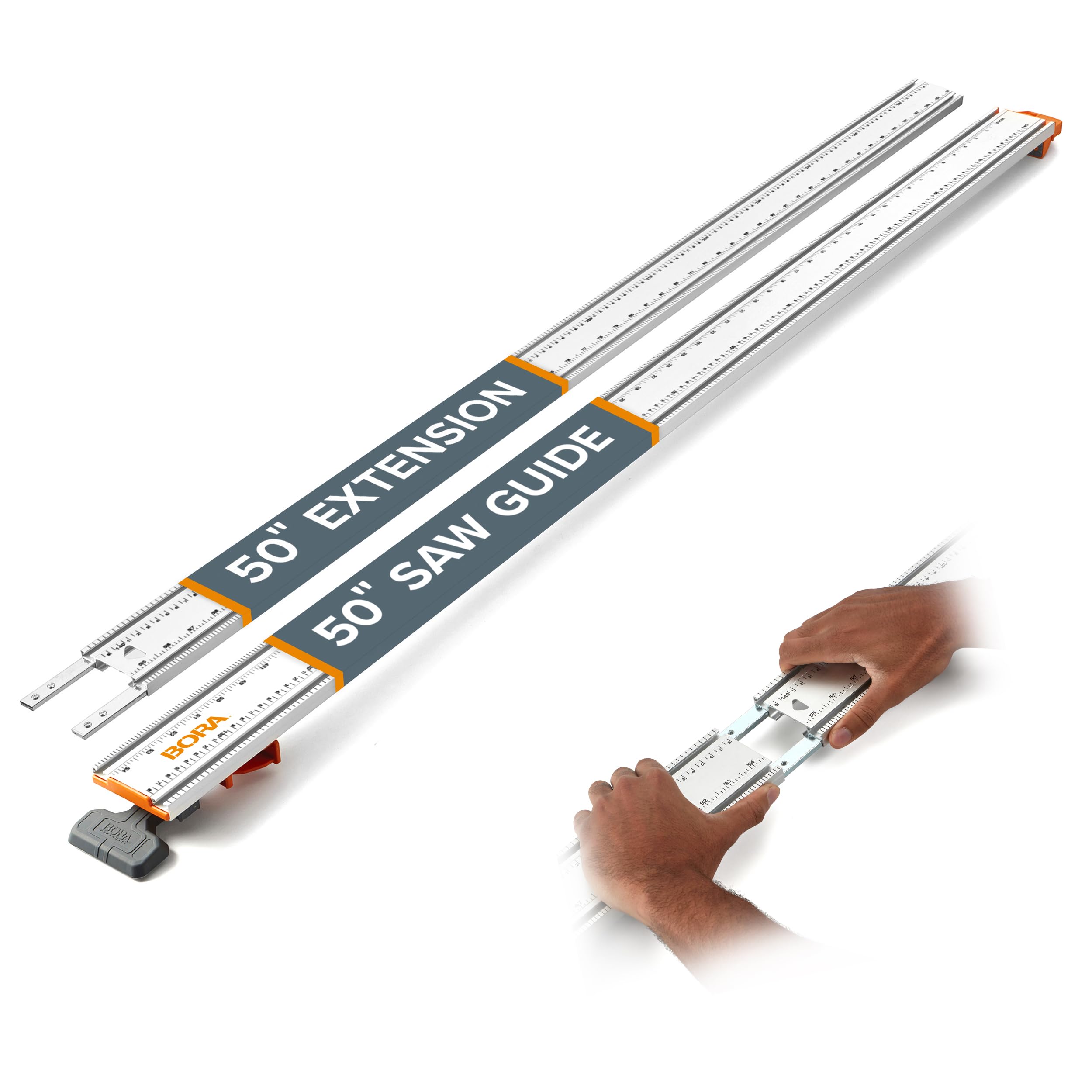 Bora 100-Inch NGX Clamp Edge, Straight Cut Guide For Circular Saws Includes 50-Inch Clamp Edge & 50-Inch Extension For 100-Inch Cutting Length, 544100