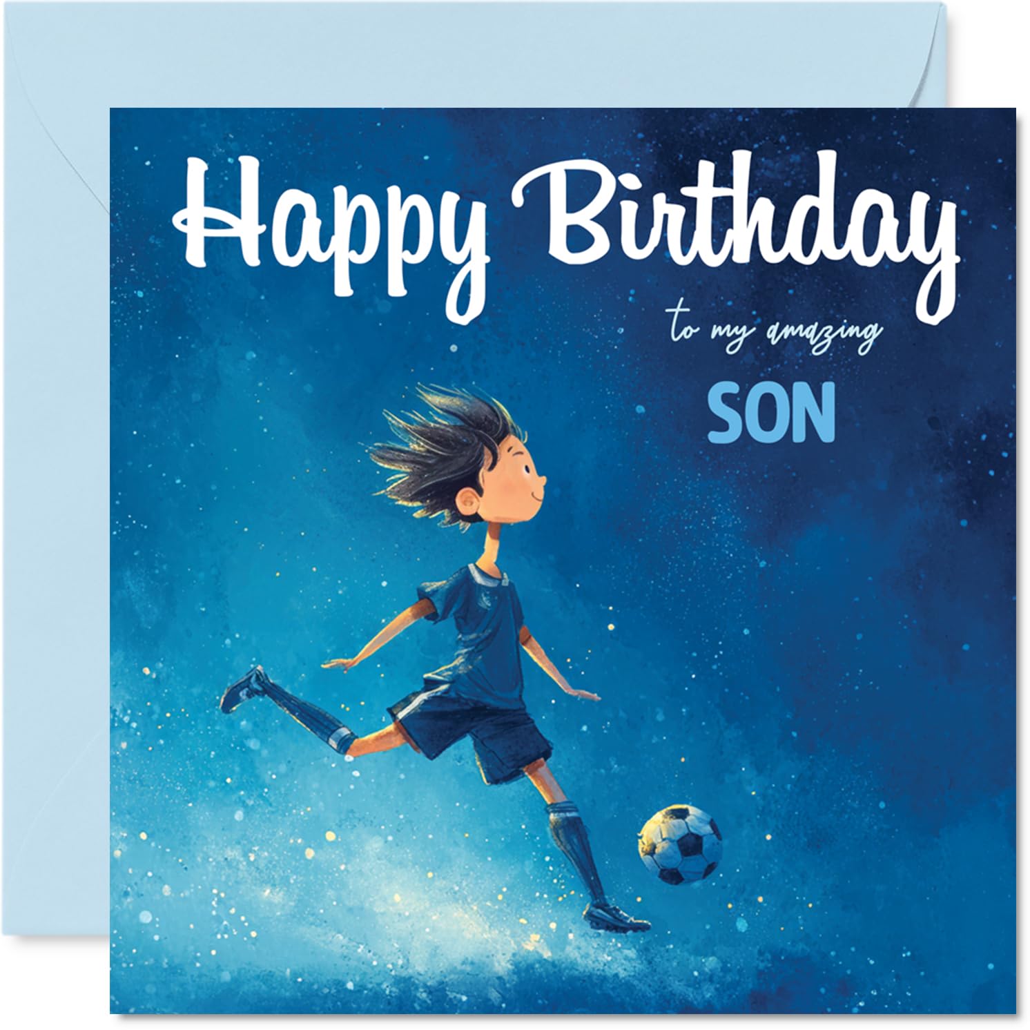 Son Birthday Card - Football Boy - Happy Birthday Card for Son from Dad Mum, 145mm Football Boy Bday Greeting Cards