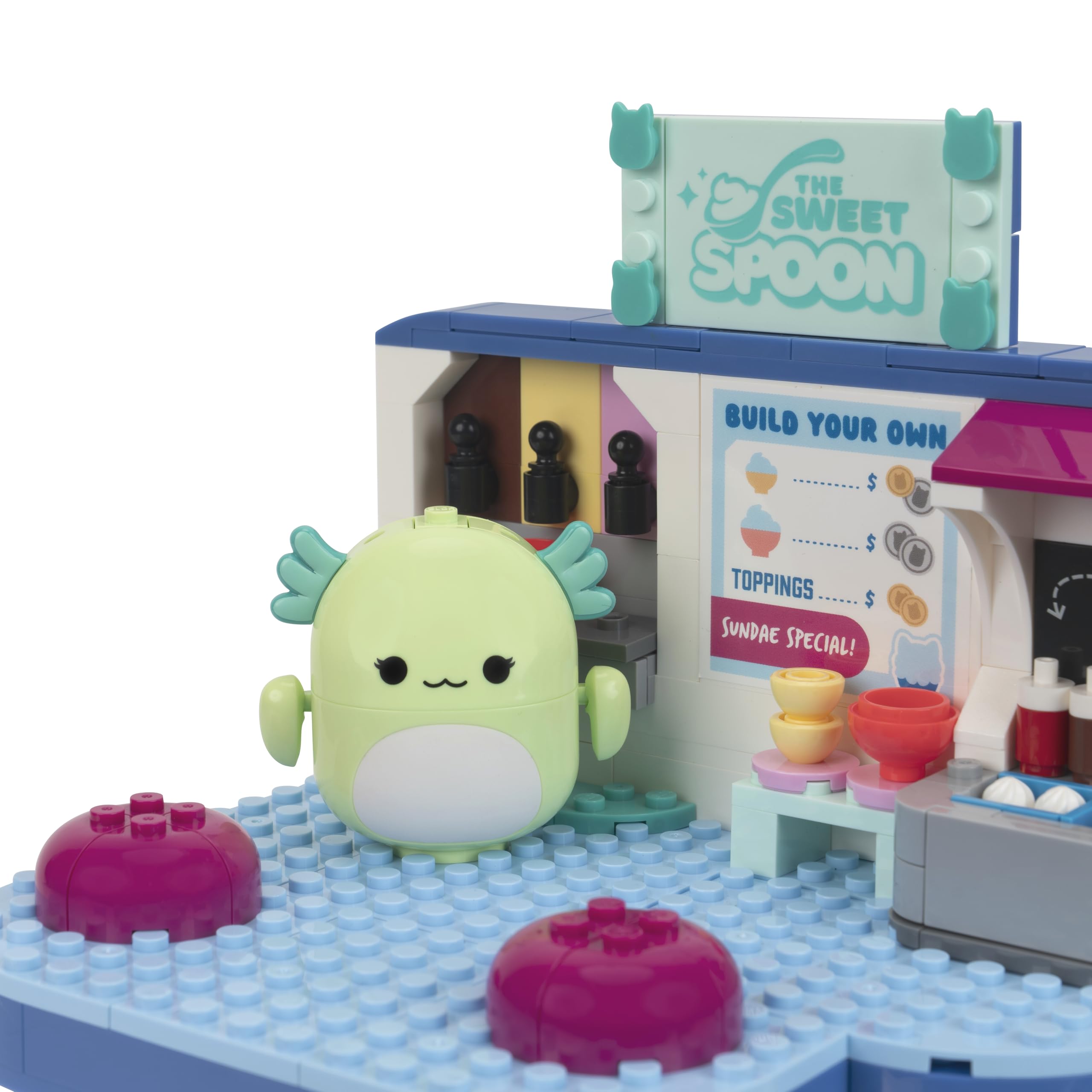 Squishmallows BLDR - Juego de construcción Divertido de Yogur congelado - Andreina la Mariposa + Mipsy el ajolote Figuras para Construir Fans 8+, 0096