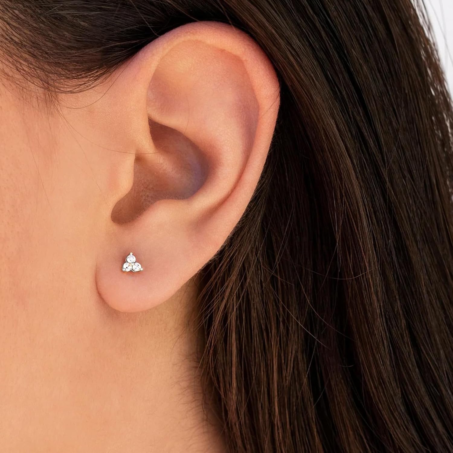 CERSLIMO Silver Stud Earrings Set for Women, 3 Pairs White Gold Plated Cartilage Earrings Sets for Multiple Piercings, Hypoallergenic Huggie Hoop Jacket Studs Cubic Zirconia Jewelry Gifts - Image 6