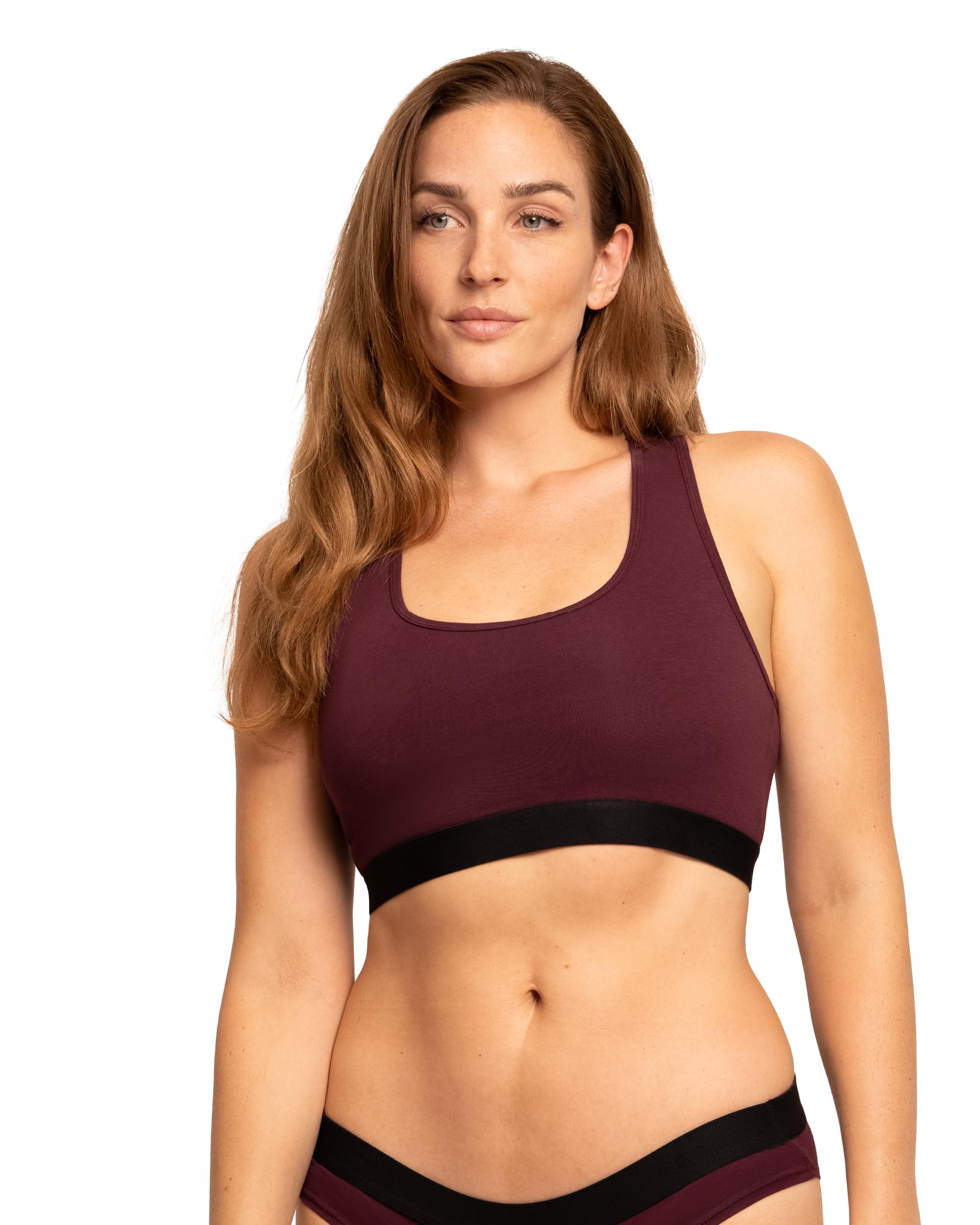 DANISH ENDURANCE Women’s Organic Cotton Bralette 1-Pack (Wine, S)