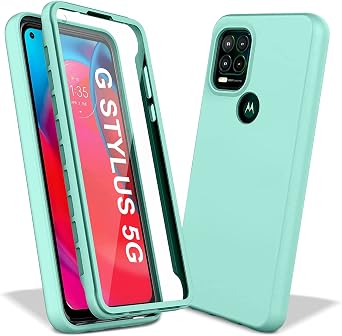 Design Heavy Duty Case for Motorola Moto G Stylus 5G Case with Built-in Screen Protector Dual-Layer PC Silicone Shockproof Protective Cover 2021, 6.8" Green