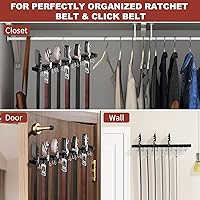Vista 6 de Percha para cinturón para armario Max 42 cinturones, organizador de cinturón 2 en 1 de montaje en pared con ganchos giratorios de 360°, soporte