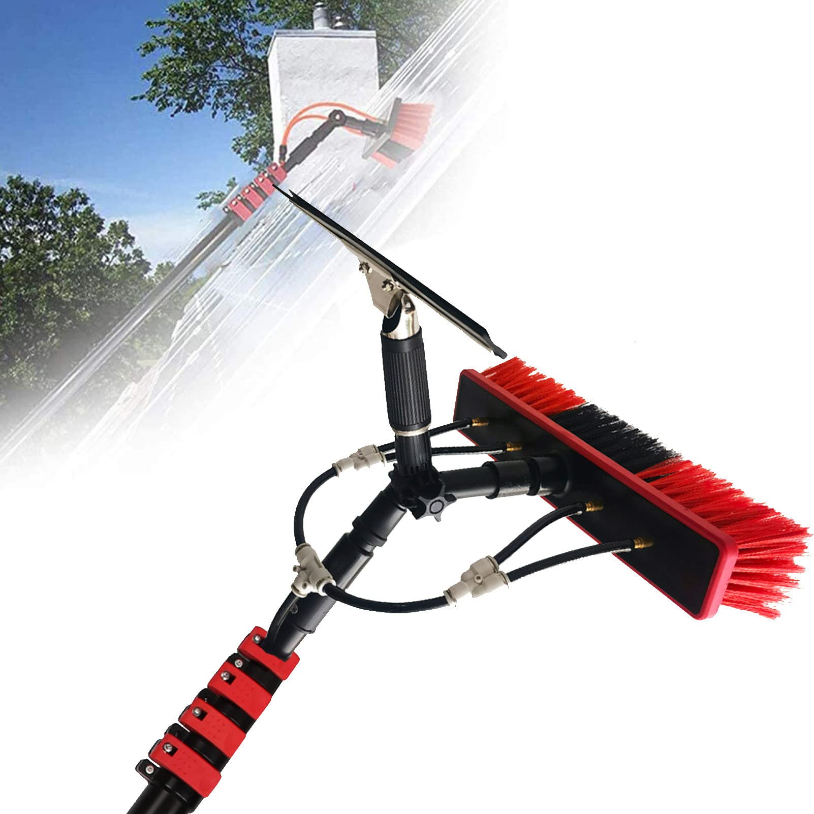 Aioneer Solar Panel Cleaning Brush,Water Fed Telescopic Brush, Water/Hose Fed Pole Window Cleaning Brush Equipment Cleaning,35Cmbrushhead-12M/39Ft-35cmbrush-12M/39FT