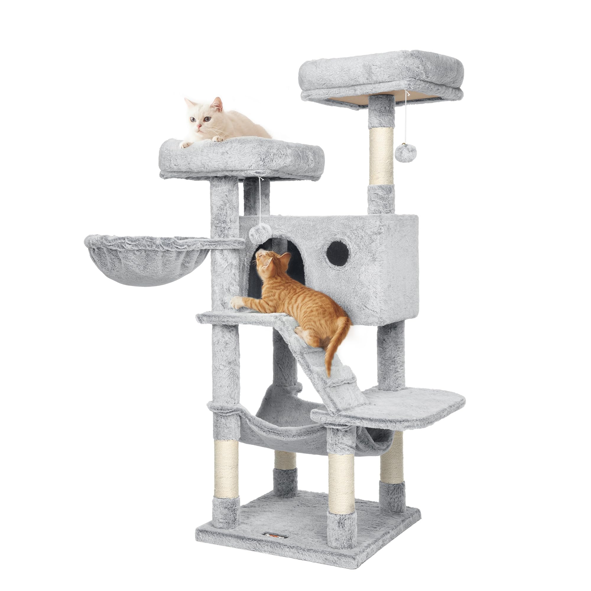 Feandrea Kratzbaum groß, Katzenbaum mit weichem Bezug, für große Katzen, Ombré-Grau-Weiß PCT162W01