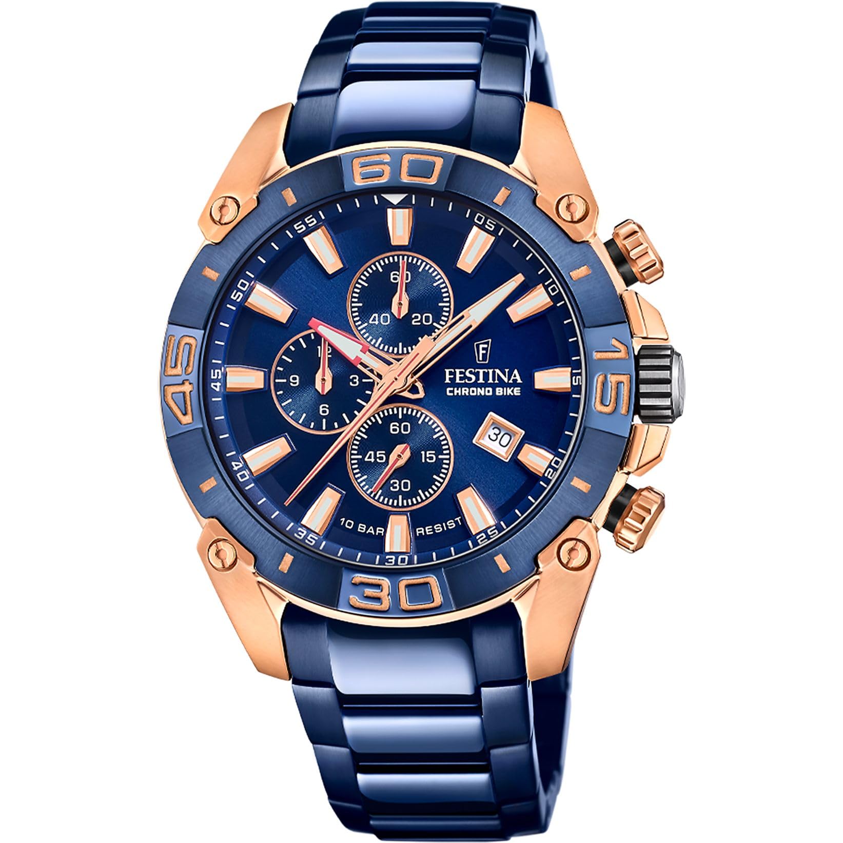 Festina Herrenuhr Analog aus Edelstahl 316l Blau F20711/1