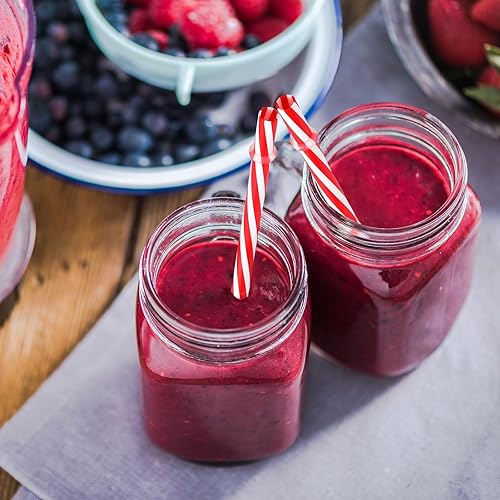 Miniatura 4 de 200 popotes de plástico de 9 pulgadas, pajitas largas reutilizables a rayas de plástico grueso para tarros y vasos Mason (negro)