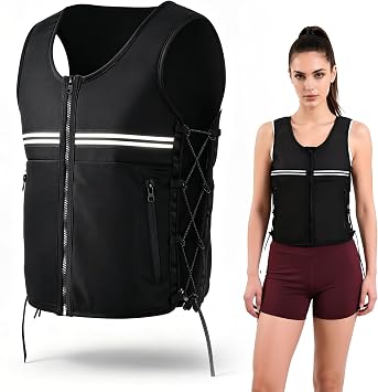 Ktinnead Adjustable Weighted Vest for Women Men, 1-10 Lbs Removable | Removable Soft Iron Weights,Reflective Strips,Zipper Pocket,Machine Washable,Ideal for Running and Strength Training