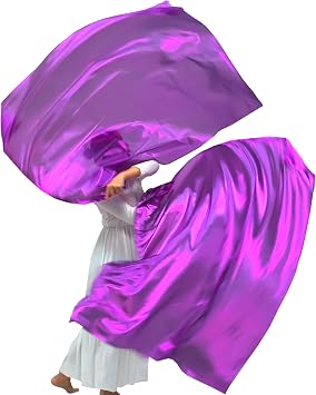 Wuchieal 53 X45 Inch Rectangle Worship Flags with Flex rods,Rectangular Praise Church Flag, Metallic Praise Dance Flags for Worship Dance Ministry Purple