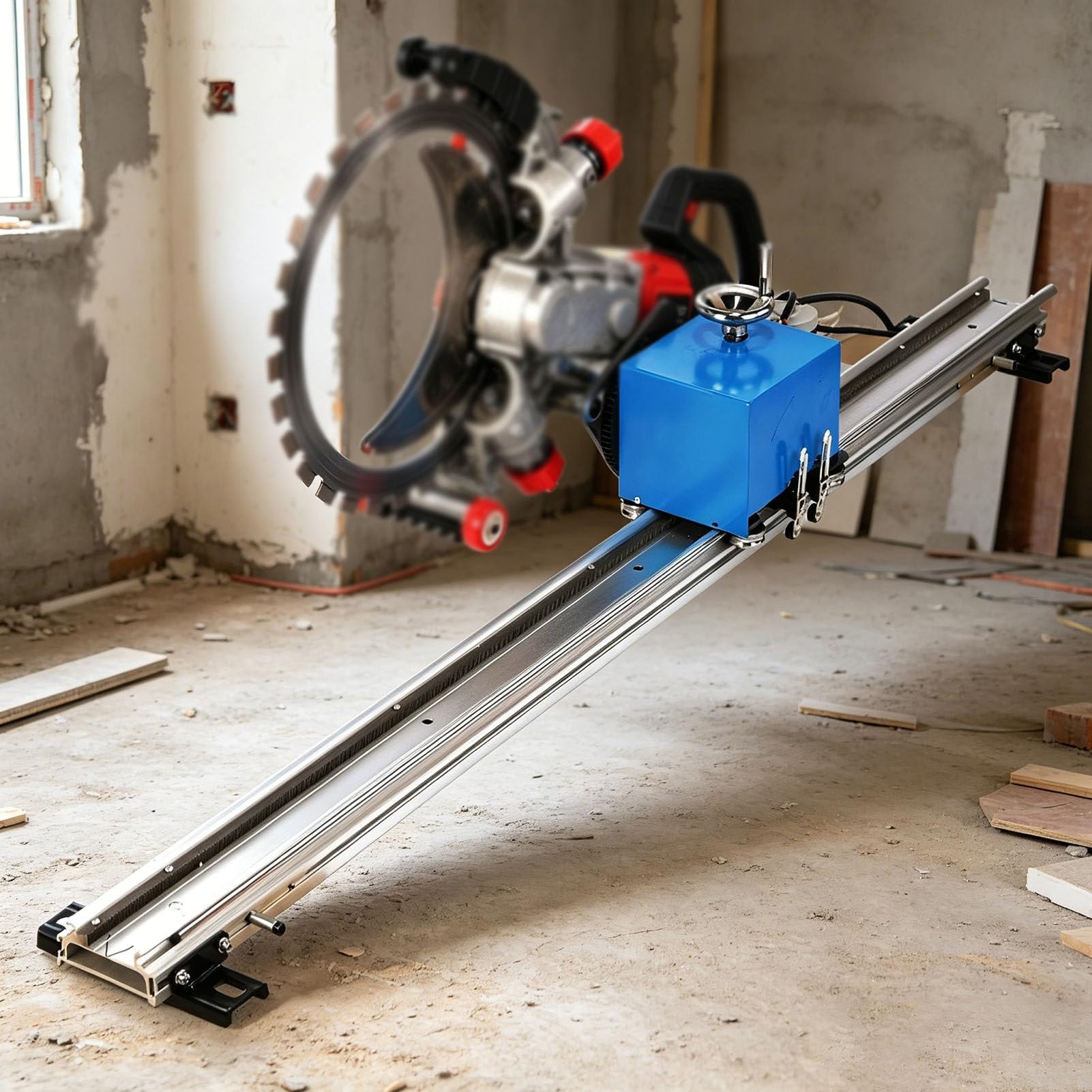 ExoticaBlend Concrete Annular Saw Rail, Automatic Cutting Support, Length Adjustment/Rotating Tilt + Aluminum Alloy for Concrete, Steel Bars, Floors, and Walls 2.5m