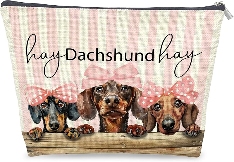 Necessaire para maquiagem LRWHDFW com estampa de cachorro e zíper