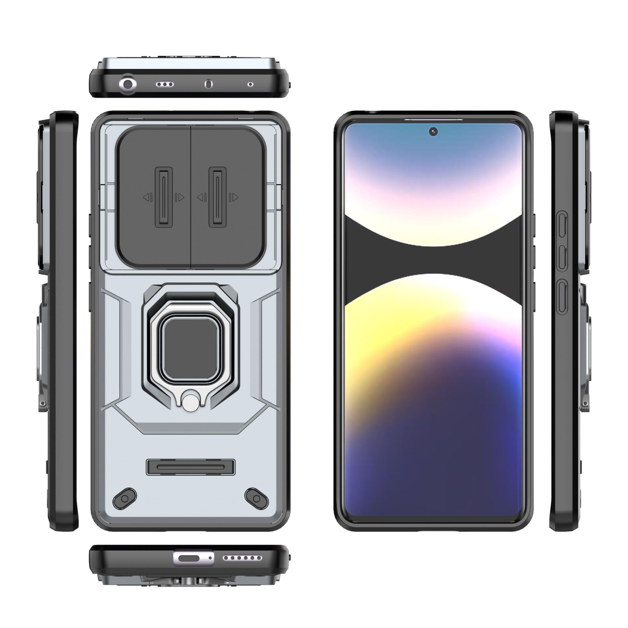 Coque Xiaomi Redmi Note 14 4G protège objectif rayé étui fin béquille gris - 8