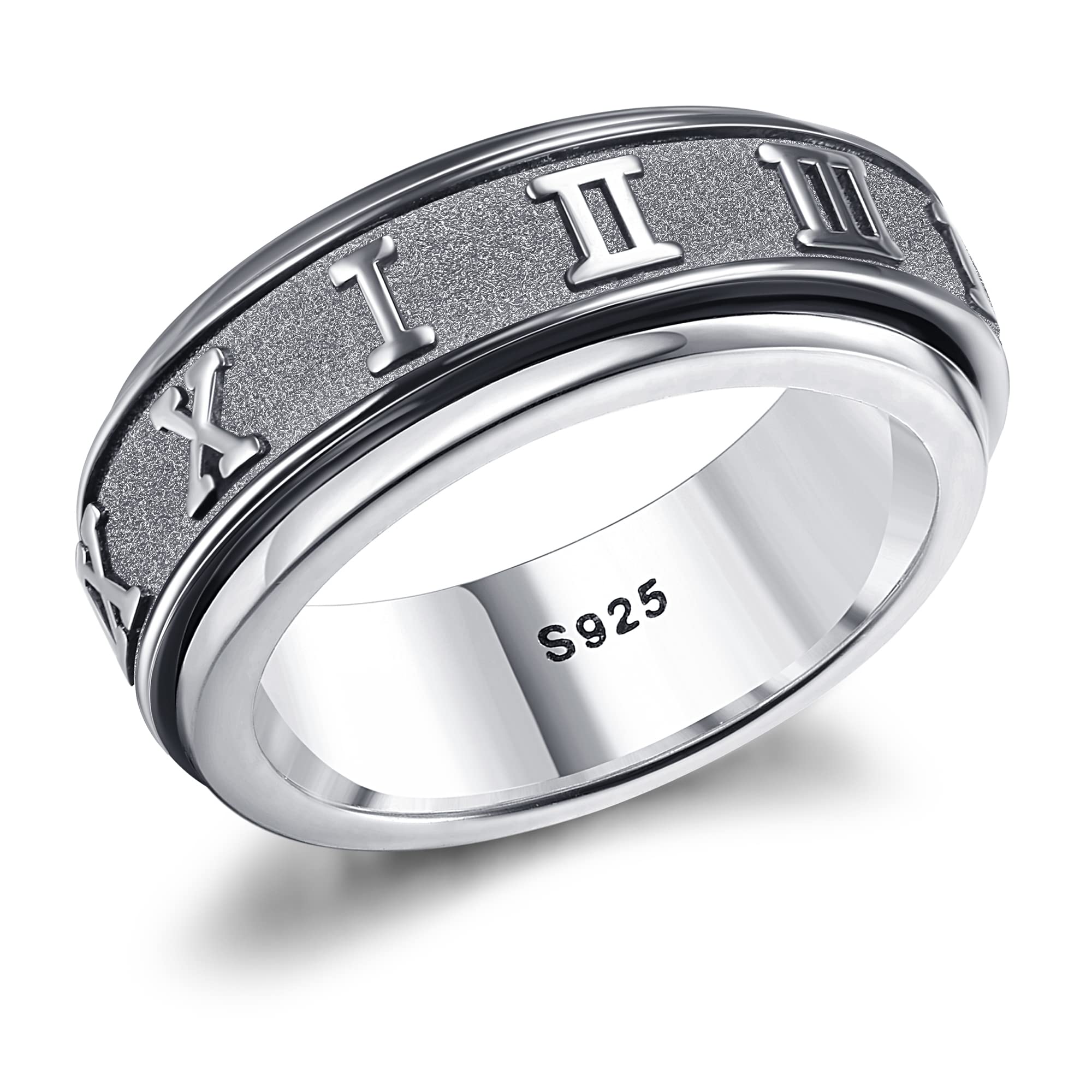 MILACOLATO925 Sterling Silver Spinner Ring for Anxiety Fidget Rings for Relieving Stress Anxiety Ring Sun Moon Stars Promise Engagement Ring