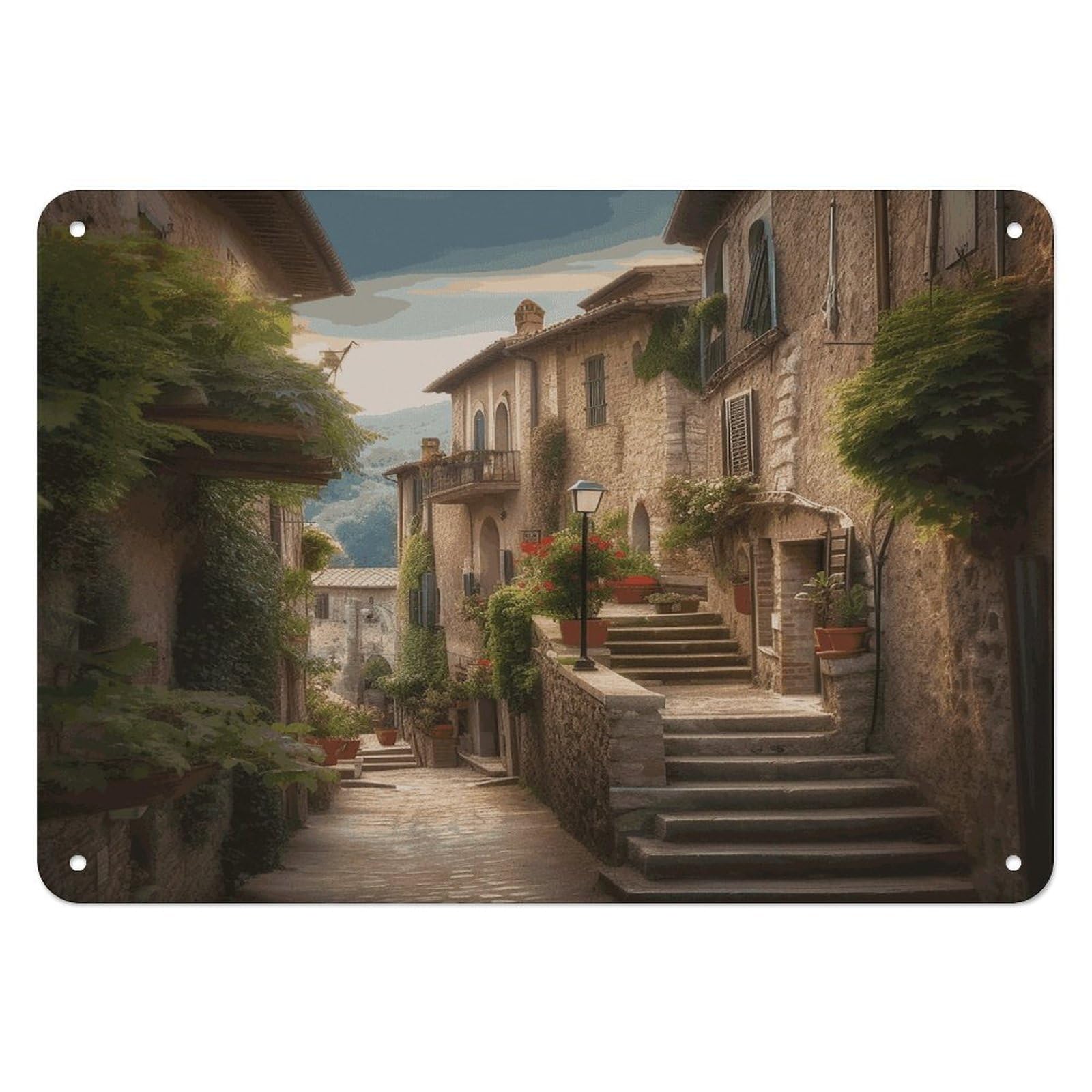 Fekiloot Style Italy Tuscan Wall Decor Iron Painting Metal Sign