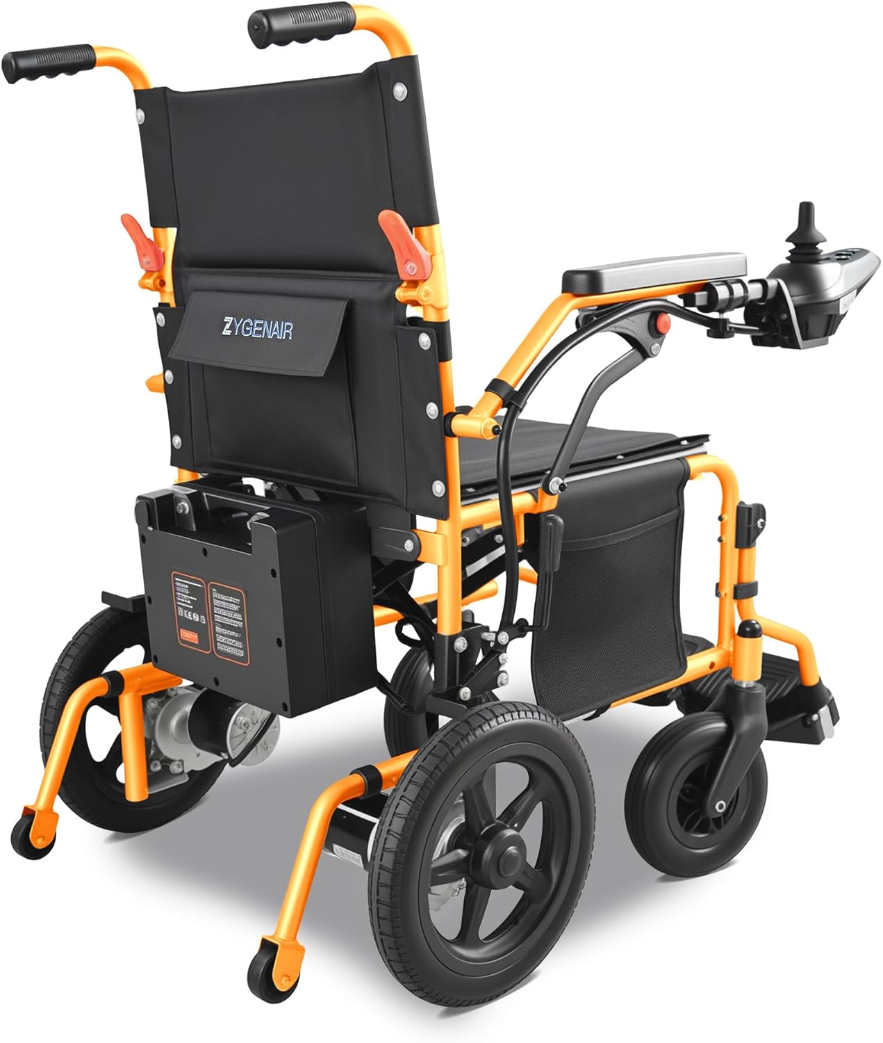 YF001 Zygenair Electric Wheelchair 330Lbs Capacity Foldable Electric Wheelchairs for Adults with 12Ah Lithium Battery, 15 Miles Range Power Wheelchair, Motorized Wheelchair 500W Motors(Orange)