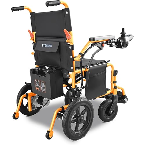YF001 Zygenair Electric Wheelchair 330Lbs Capacity Foldable Electric Wheelchairs for Adults with 12Ah Lithium Battery, 15 Miles Range Power Wheelchair, Motorized Wheelchair 500W Motors(Orange)