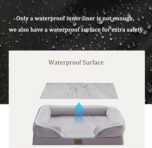 Miniatura 3 de Bedfolks Cama ortopédica para perros, sofá cama impermeable para perros medianos, sofá cama de espuma de huevo para mascotas con funda extraíble