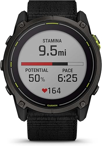 Miniatura 2 de Garmin Enduro 3, Solar, Sapphire Multisport GPS Smartwatch Carbon Gray DLC Titanio con correa de nailon negro Ultrafit, Fitness Smart Watch Bundle