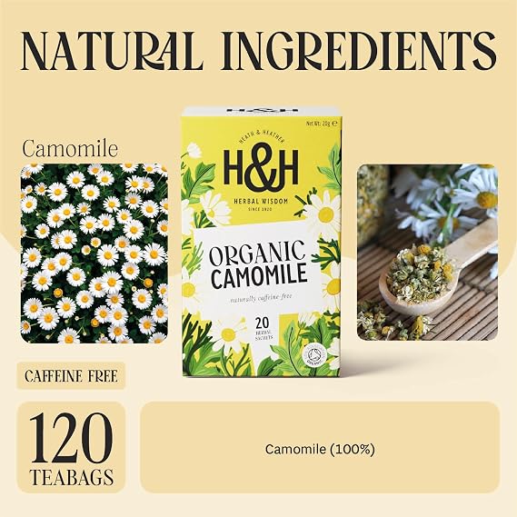 Heath & Heather • Organic Camomile Tea • 6 x 20 Boxes