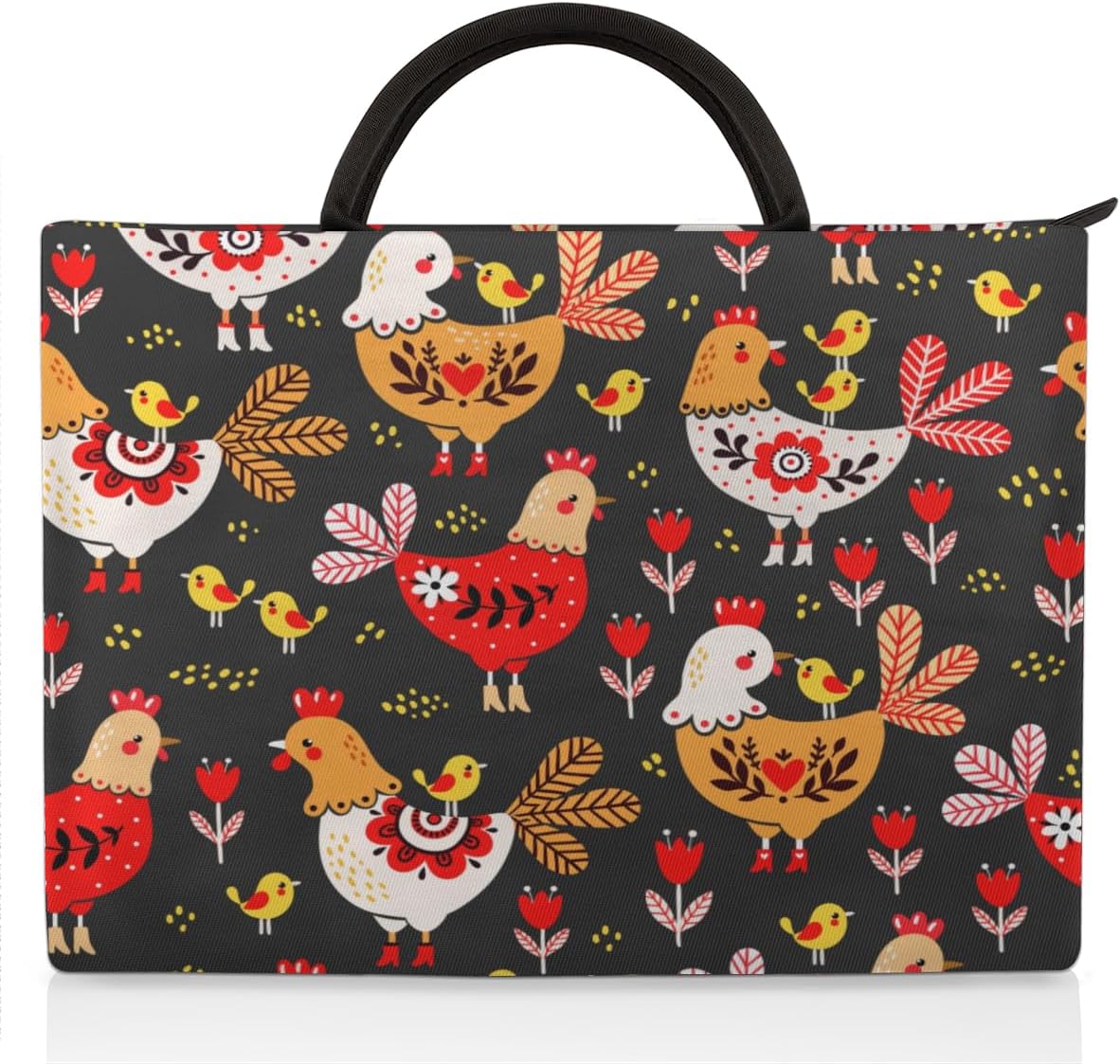 Colorful Chicken Laptop Sleeve Case 13 13.3 14 Inch Laptop Bag with Handle & Pockets Durable Notebook Computer Carrying Case for Men Women Multi-Color & Size Choices