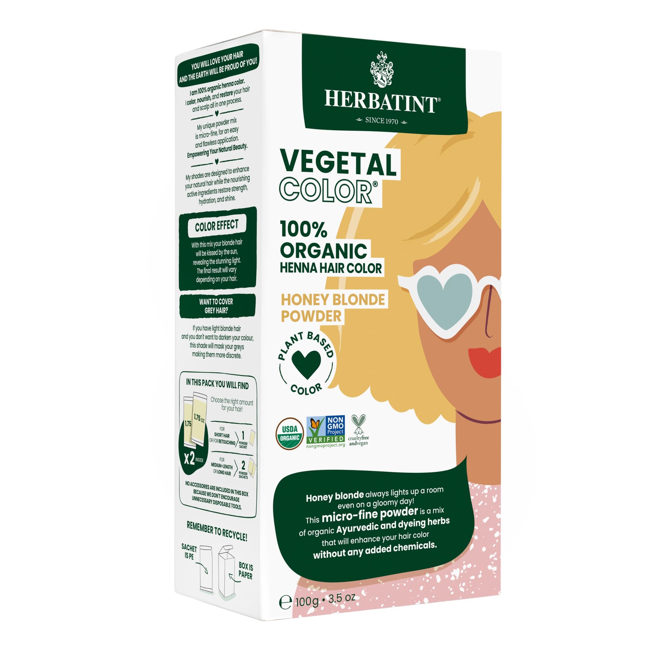 Herbatint Organic Honey Blonde Power Vegetal Colour 100g