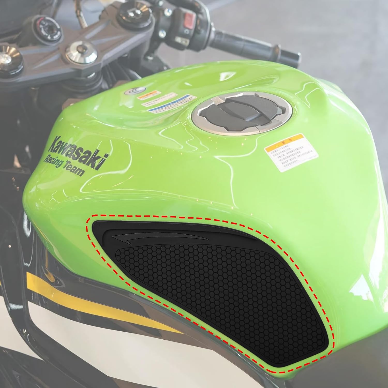 for Ninja 600 636 ZX-6R ZX6R Motorcycle Fuel Tank Traction Pad Side Gas Knee Grip Protective Sticker Protector (for Kawasaki Vehicle) '09-'25 '24-'25 (Black)