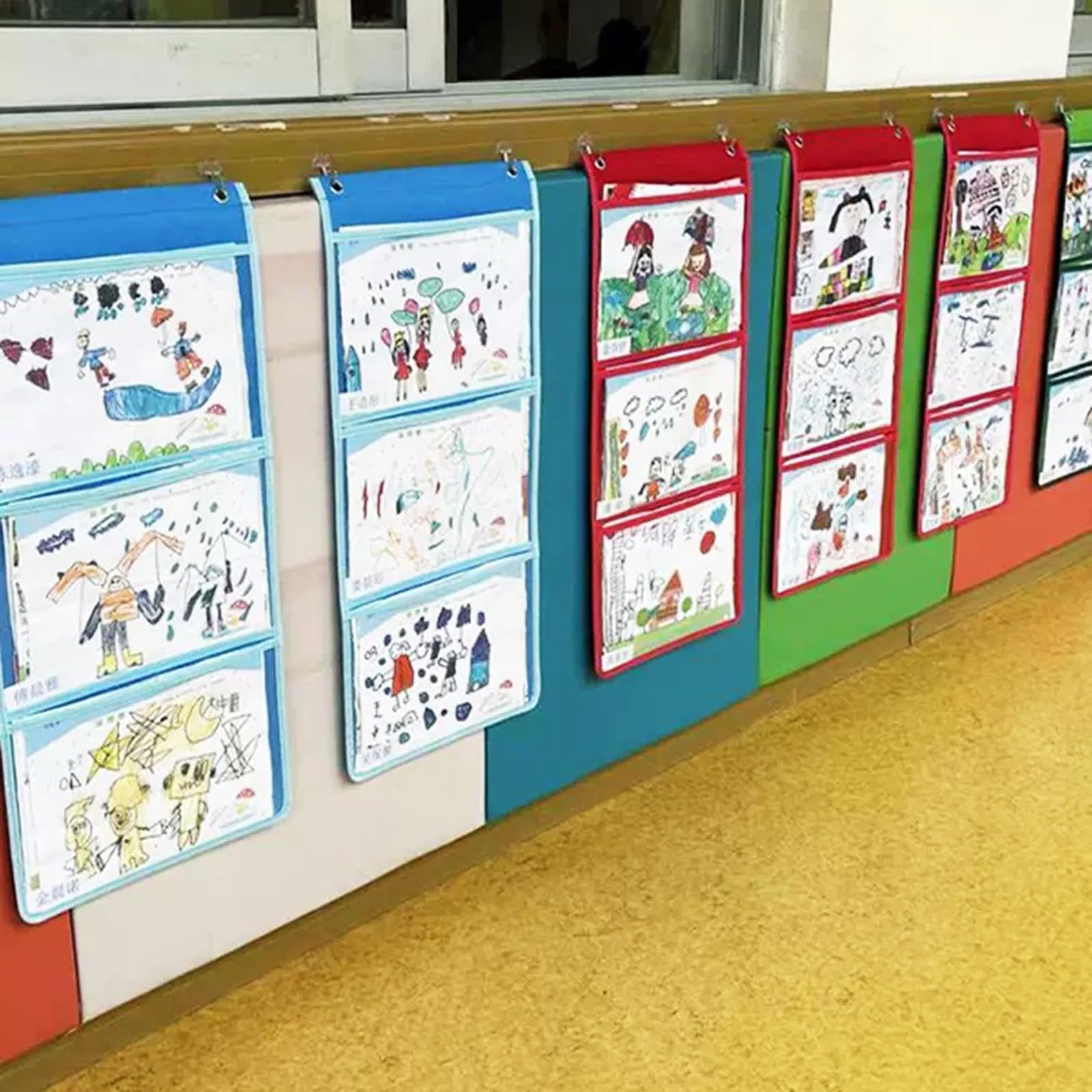 Haning - Organizer tascabile da parete, pratica borsa da appendere per carte di classe, disegno, immagini, dimostrazioni di classe