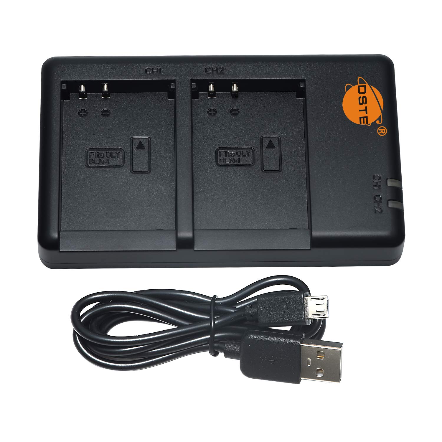 DSTE Replacement for Rapid Dual Battery Charger with Micro USB Cable Compatible Olympus BLN-1 BLN1 Battery