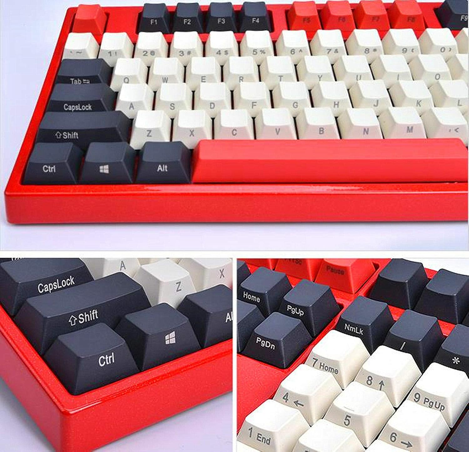 87/104 Keys Top/Side Printed Dolch Red Thick PBT Keycap DoubleShot Dyed Laser Carving Keycaps Key caps for Cherry MX Gaming Mechanical Keyboard + Keycap Puller (87 Keys, Top Printed)