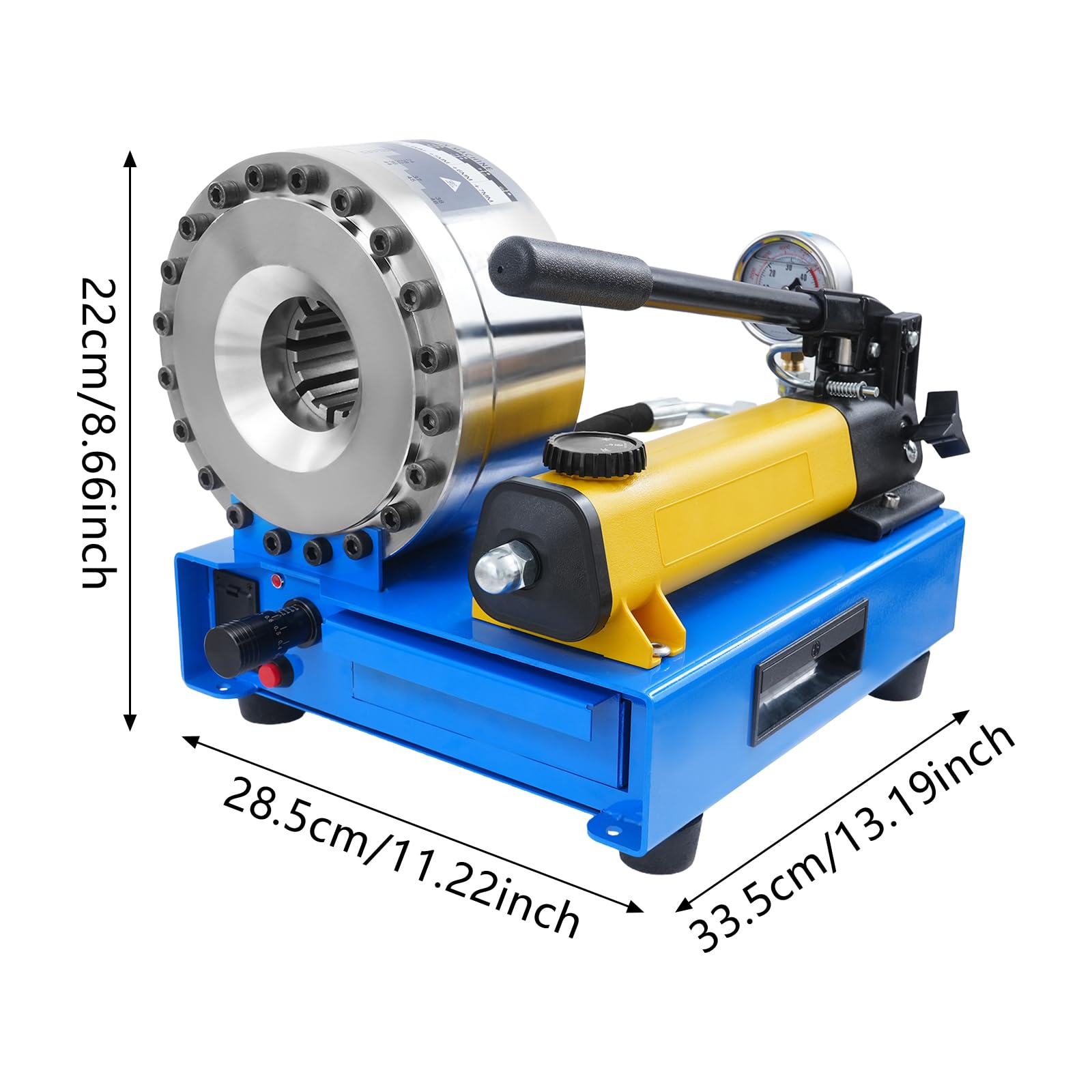 Pince à sertir pour Flexibles hydrauliques, Outil portatif avec 8 Jeux de Matrices, diamètres de 0,24 à 0,98 Pouce.