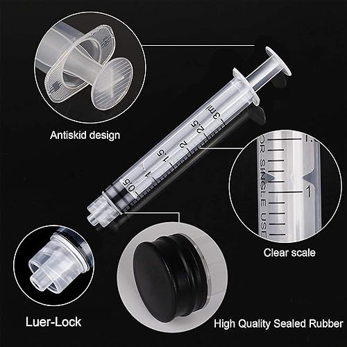 Miniatura 4 de Luer Lock - Juego de 30 jeringas de 0.1 onzas líquidas sin aguja de plástico, jeringas para pegamento y líquido (0.1 fl oz)