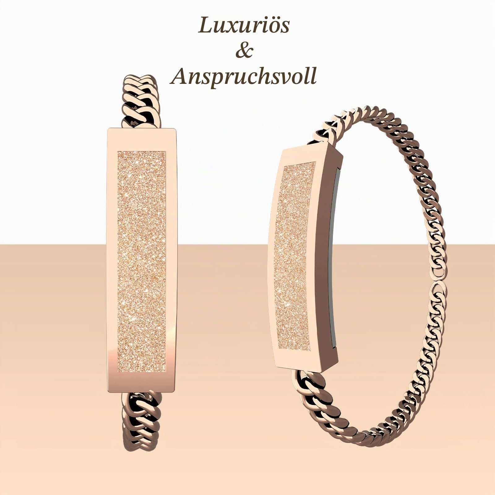 findtime Damen Smart Armkette Fitness Tracker Aktivitätstracker IP68 Wasserdicht Smartband Schmal Schrittzähler Schlaftracker Kalorienzähler Herzfrequenzmesser Dünn Kuba-Kette Design Gold