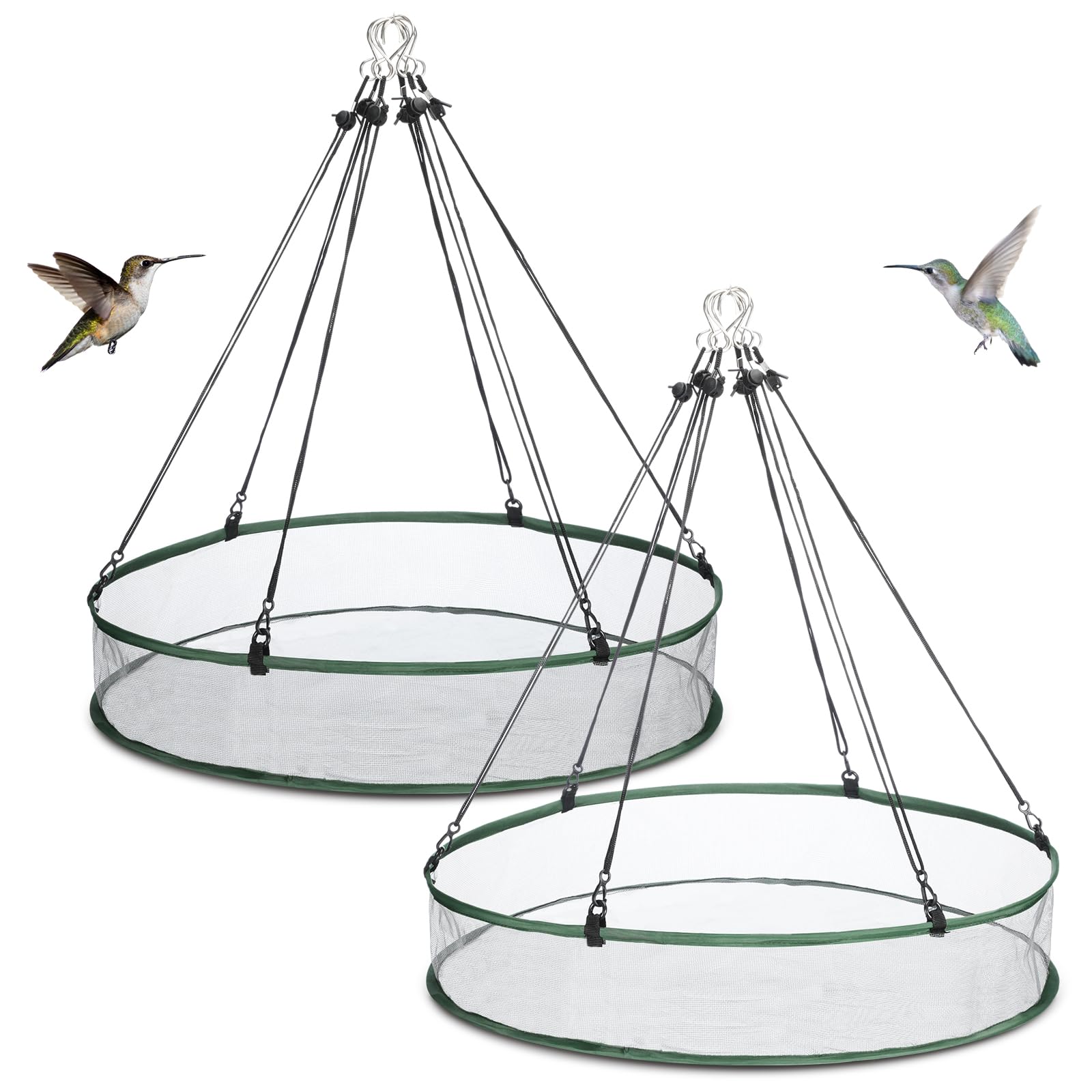 FoldTier 2 Pieces Bird Seed Catcher Tray Hanging Round Mesh,24 Inch