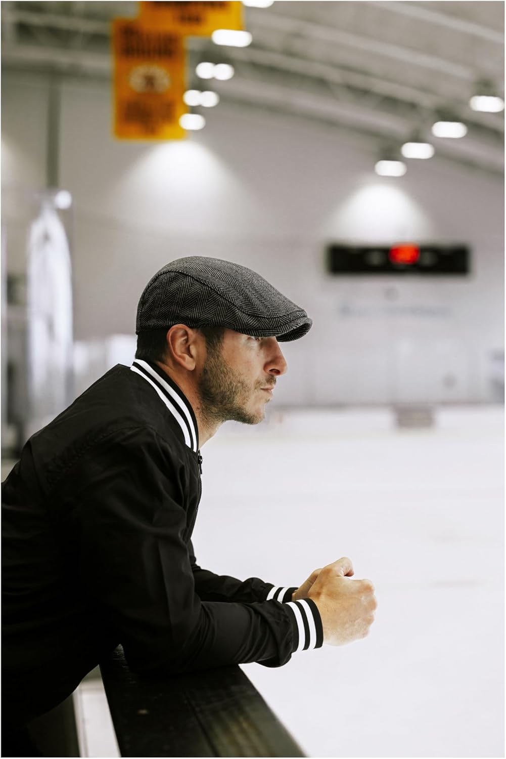 The Original Boston Scally Cap - The Original Newsboy Flat Cap - Single Panel Cotton Fitted Hat for Men - Grey Herringbone - Image 7