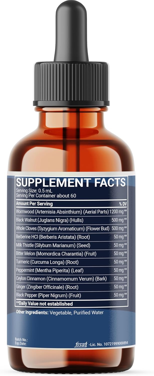 2Packs of 30ml - Wormwood Liquid Drops. Combined to Black Walnut, Whole Cloves, Berberine, Milk Thislte, Bitter Melon and 5 More Herbs 11-in-1 Wormwood Liquid Drops - 120 Days Supply - Image 8