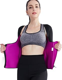 Ausom Womens Thermal Body Shaper Long Shirt, High- End Body- Building Sudatory Fat- Burning Slimmer, Workout Sweat Sauna Suit, Neoprene Shaping Shapewear for Weight Loss, Black with Zip