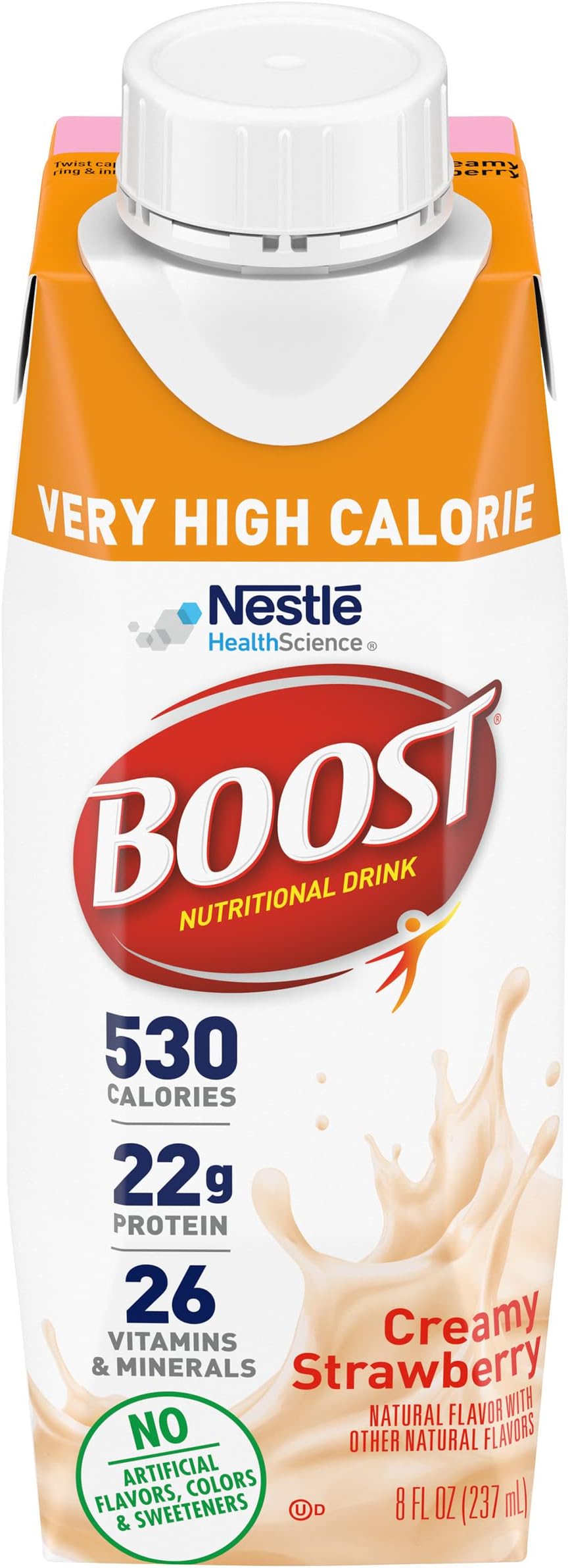 Very High Calorie Nutritional Drink, No Artificial Colors or Sweeteners (Strawberry, 8 Fl Oz (Pack of 24))