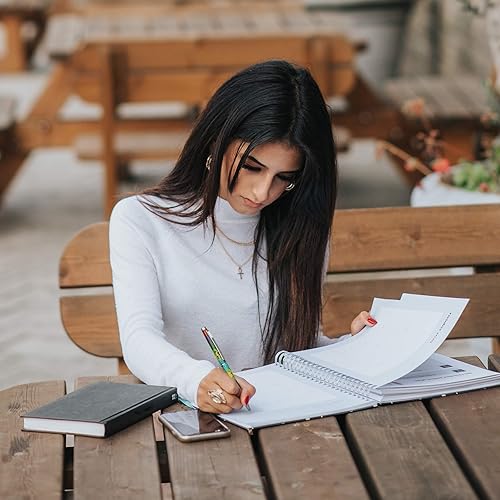 Miniatura 6 de Lanier Rainbow 4G - Bolígrafo con detalles blancos y anillo cromado brillante y piezas con punta media de 0.028 in, recambio estilo cruz