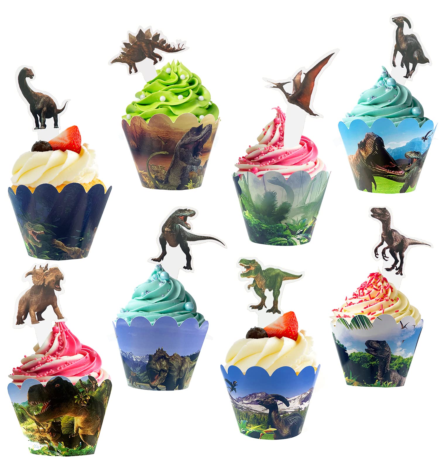 Buy Dinosaur Cupcake Toppers and Wrappers 48 pcs Jurassic Park Cupcake
