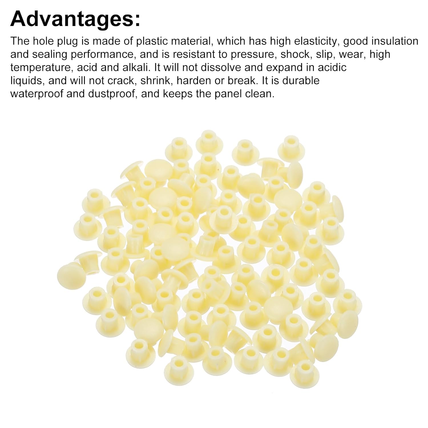 MECCANIXITY 500pcs Plastic Hole Plugs, 5mm (3/16 Inch) Beige Screw Caps Cover Snap in Locking Round Button Top Shelf Plugs for Cabinet Cupboard Bookcase License Plate Furniture
