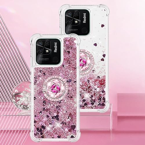 Miniatura 2 de CCSmall Funda con purpurina para Xiaomi Redmi 10C, Bling Sparkle Flotante Líquido Suave TPU Cojín Moda Femenino Mujeres Niñas Transparente con