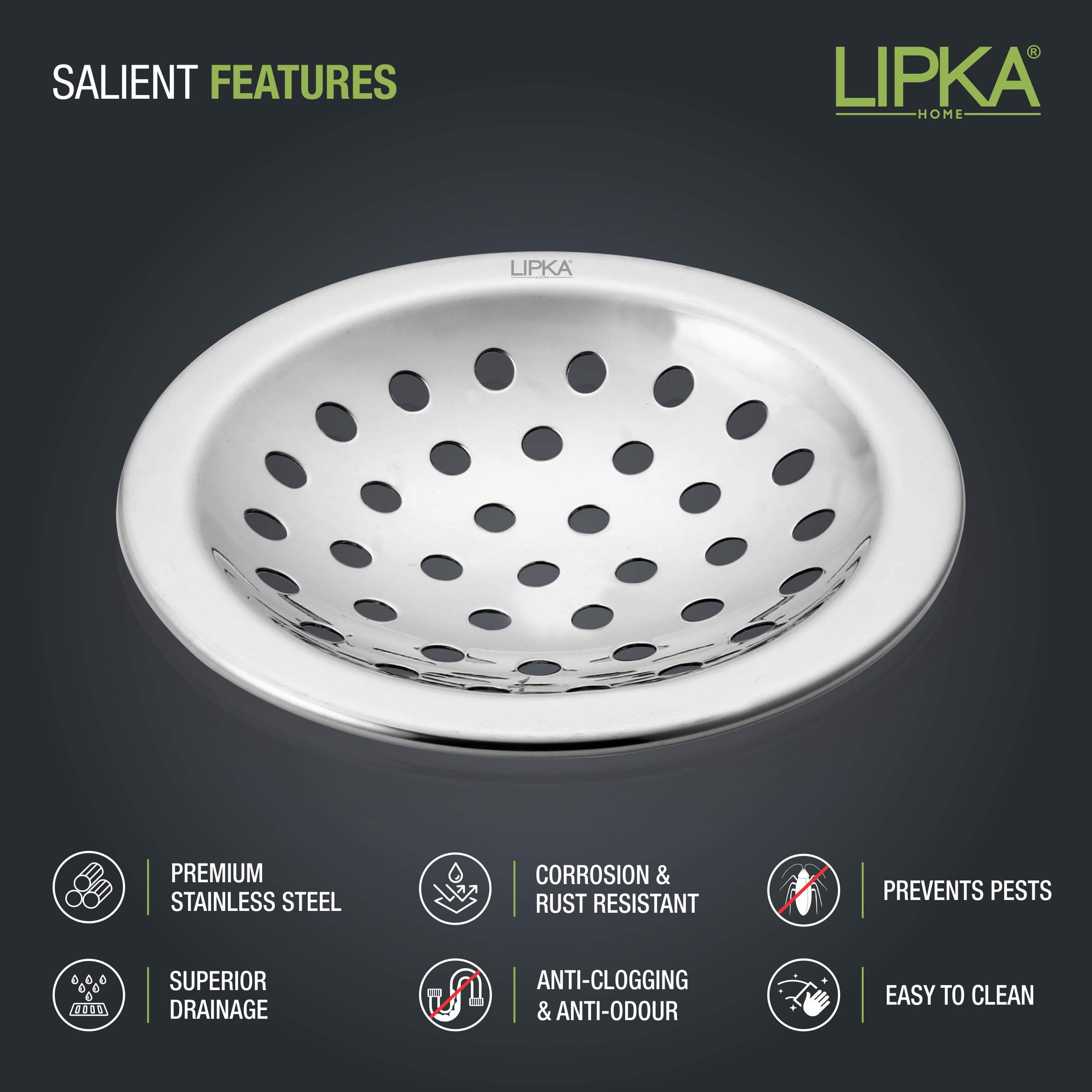 LIPKA 4 Inches Heavy Snow Round Floor Drains | Pack of 4 | Premium Stainless Steel Floor Drain | Floor Drain for Bathroom | Silver — Amazon image 3