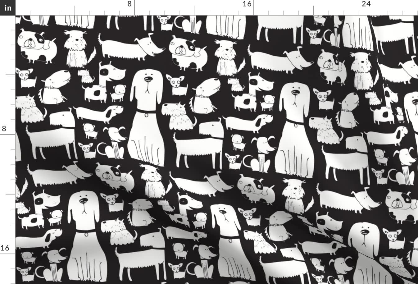 Spoonflower Fabric - Dogs Black White Puppy Dog Gray Silhouette Printed on Upholstery Velvet Fabric Fat Quarter - Upholstery Home Decor Bottomweight Apparel