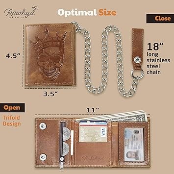 RATS × GROKLEATHER Wallet＆KEY CASE【USED】 RAW HYD Leather Trifold Wallet - Vintage Skull Wallet for